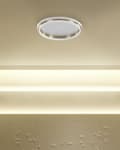 Miniatyrbild 4 av 9: Taklampa LED Guld Metall 42 cm Akryl Opal Ring Skärm Varmt Ljus Belysning