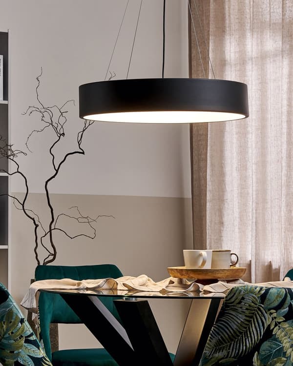 Hängande Lampa Svart Stål Akryl Integrerad LED-ljus Rund Ring Modern Belysning