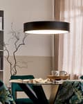 Miniatyrbild 2 av 11: Hängande Lampa Svart Stål Integrerade LED-ljus Ring Rund Form Modern Glamorös Belysning