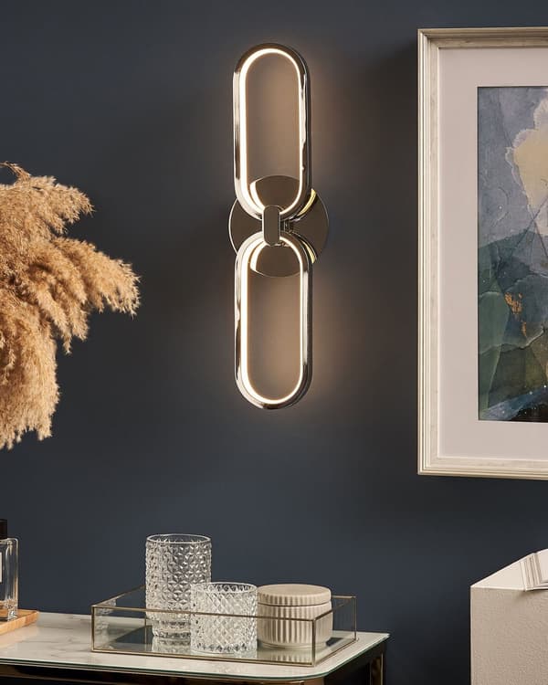 Vägglampa LED Silver Metallskärm Varmt Vitt Ljus Dekorativ Accent Belysning
