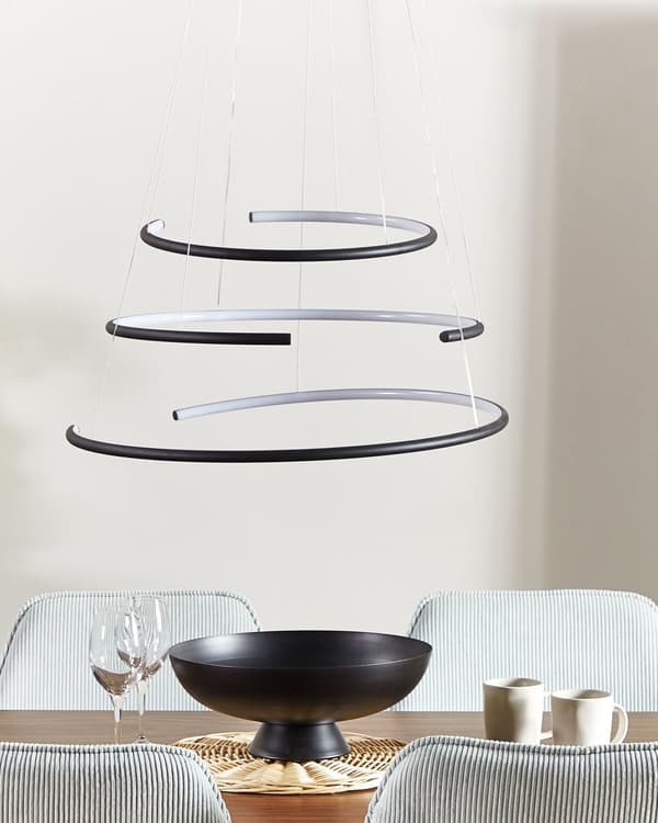 Hängande Lampa Svart Aluminium Stål Integrerad LED-ljus Unik Justerbar Form Modern Industriell Belysning