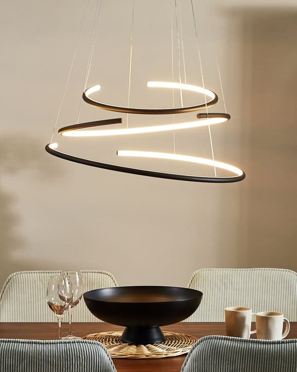 Hängande Lampa Svart Aluminium Stål Integrerad LED-ljus Unik Justerbar Form Modern Industriell Belysning