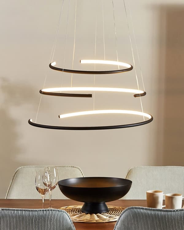 Hängande Lampa Svart Aluminium Stål Integrerad LED-ljus Unik Justerbar Form Modern Industriell Belysning