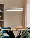 Miniatyrbild 2 av 11: Hängande Lampa Vit Stål Aluminium Integrerad LED-ljus Ring Rund Form Modern Glamorös Belysning