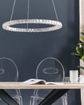 Miniatyrbild 4 av 9: Hängande Lampa Silver Kristall Glas Stål Integrerad LED-ljus Ring Rund Form Modern Glamorös Belysning