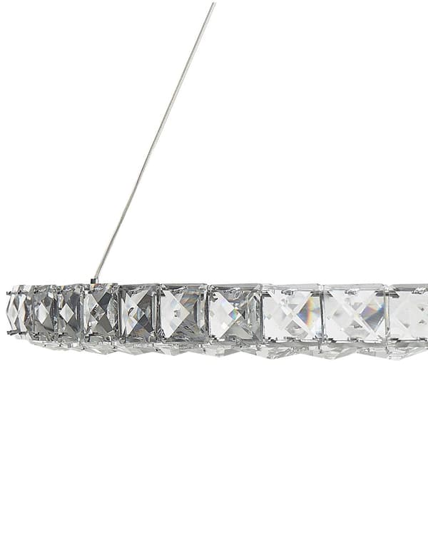 Hängande Lampa Silver Kristall Glas Stål Integrerad LED-ljus Ring Rund Form Modern Glamorös Belysning