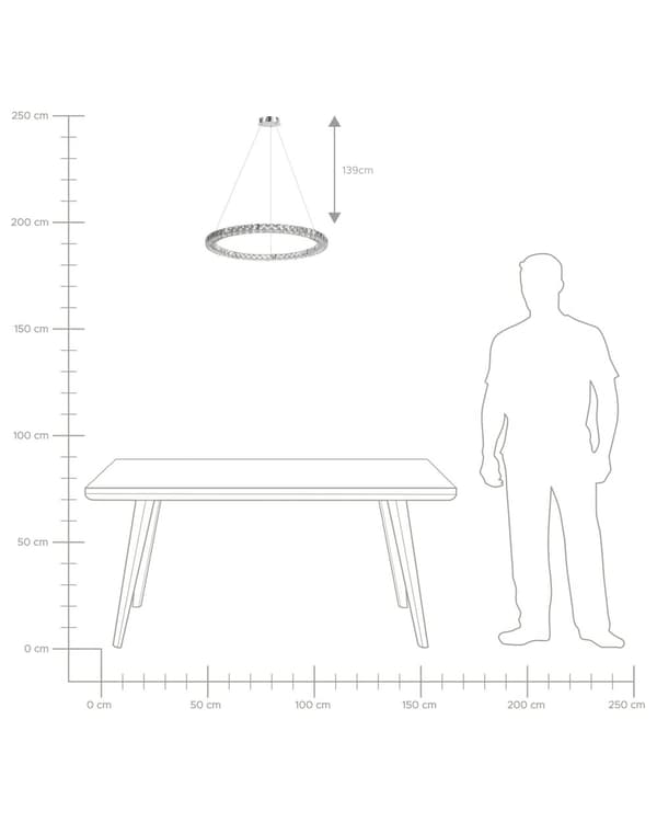 Hängande Lampa Silver Kristall Glas Stål Integrerad LED-ljus Ring Rund Form Modern Glamorös Belysning