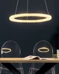 Miniatyrbild 2 av 9: Hängande Lampa Silver Kristall Glas Stål Integrerad LED-ljus Ring Rund Form Modern Glamorös Belysning
