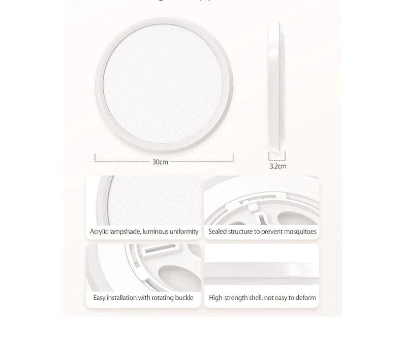 LED -taklampa - 32W LED -lampa - 2700-6500K - RGB - Alarmklocka och nattlampa - SMART LAMP - Dimbar tak - Taklampa - Barnrumslampa - sovrumsbelysning