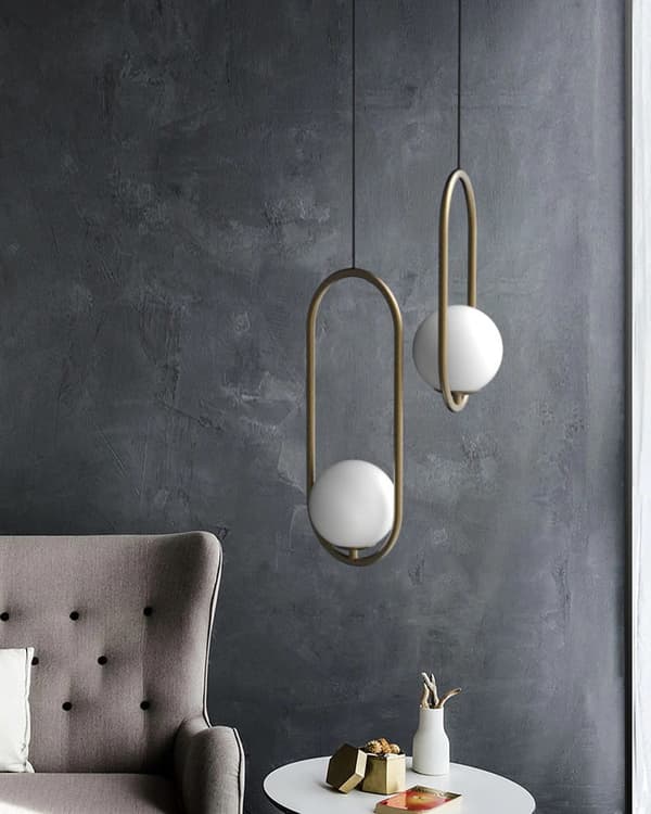 Hänglampa guld - 26x40 cm - med glaskula ⌀ 20 cm