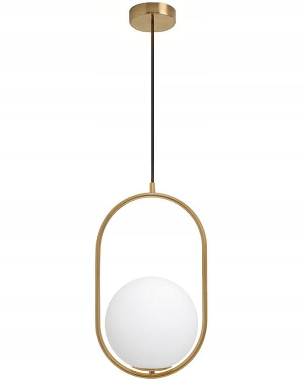 Hänglampa guld - 26x40 cm - med glaskula ⌀ 20 cm