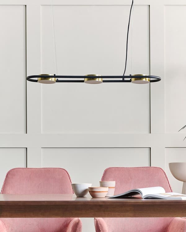 Hängande Lampa Svart Mässing Stål 3 Integrerade LED-ljus Geometrisk Form Belysning Modern Industriell Kök Vardagsrum