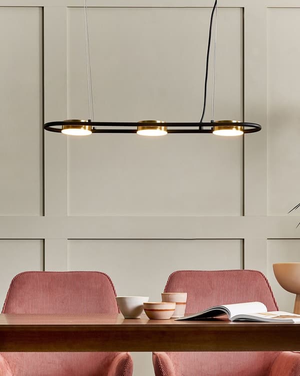 Hängande Lampa Svart Mässing Stål 3 Integrerade LED-ljus Geometrisk Form Belysning Modern Industriell Kök Vardagsrum