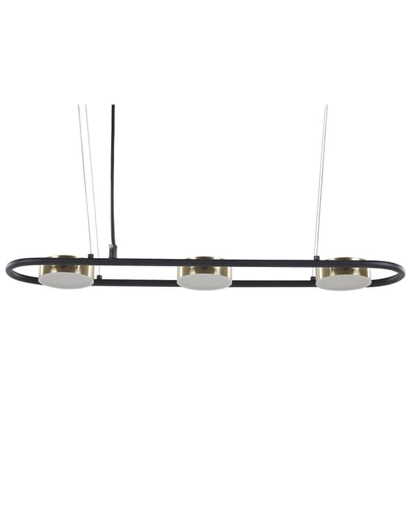 Hängande Lampa Svart Mässing Stål 3 Integrerade LED-ljus Geometrisk Form Belysning Modern Industriell Kök Vardagsrum