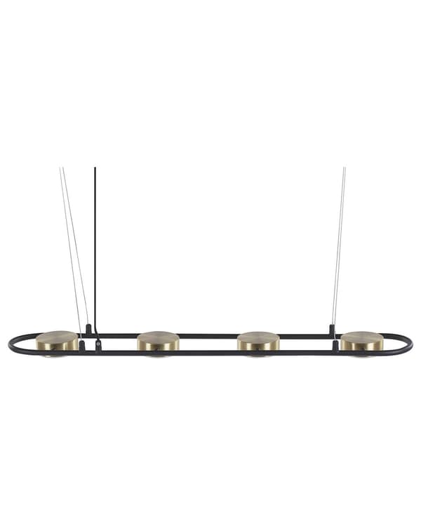 Hängande Lampa Svart Mässing Stål 4 Integrerade LED-ljus Geometrisk Form Belysning Modern Industriell Kök Vardagsrum