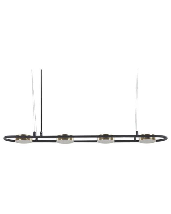 Hängande Lampa Svart Mässing Stål 4 Integrerade LED-ljus Geometrisk Form Belysning Modern Industriell Kök Vardagsrum