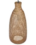 Miniatyrbild 6 av 10: Pendellampa Ljust trä Bambu Öppen skärm Svart Sladd Boho Hänglampa