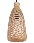 Miniatyrbild 7 av 10: Pendellampa Ljust trä Bambu Öppen skärm Svart Sladd Boho Hänglampa