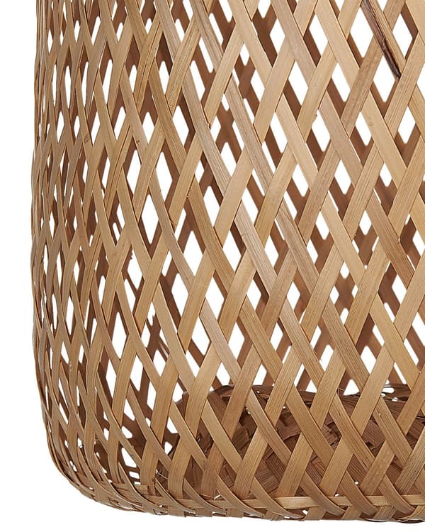 Pendellampa Ljust trä Bambu Öppen skärm Svart Sladd Boho Hänglampa