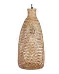 Miniatyrbild 1 av 10: Pendellampa Ljust trä Bambu Öppen skärm Svart Sladd Boho Hänglampa