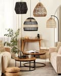 Miniatyrbild 4 av 10: Hängande Lampa Svart Papperskabel Naturliga Material Skärm Justerbar Kabel Boho Belysning