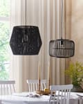 Miniatyrbild 5 av 10: Hängande Lampa Svart Papperskabel Naturliga Material Skärm Justerbar Kabel Boho Belysning