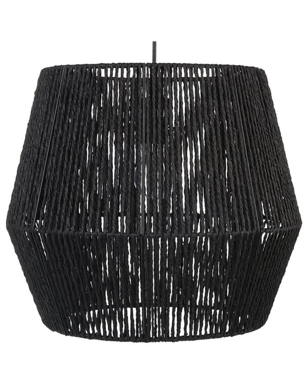 Hängande Lampa Svart Papperskabel Naturliga Material Skärm Justerbar Kabel Boho Belysning
