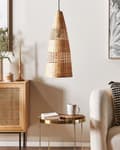 Miniatyrbild 4 av 10: Pendellampa Ljus Trä Bambu Naturlig Handvävd Lampskärm Takljus Boho Style