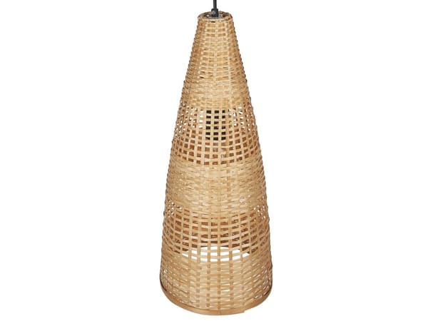 Pendellampa Ljus Trä Bambu Naturlig Handvävd Lampskärm Takljus Boho Style