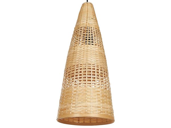 Pendellampa Ljus Trä Bambu Naturlig Handvävd Lampskärm Takljus Boho Style