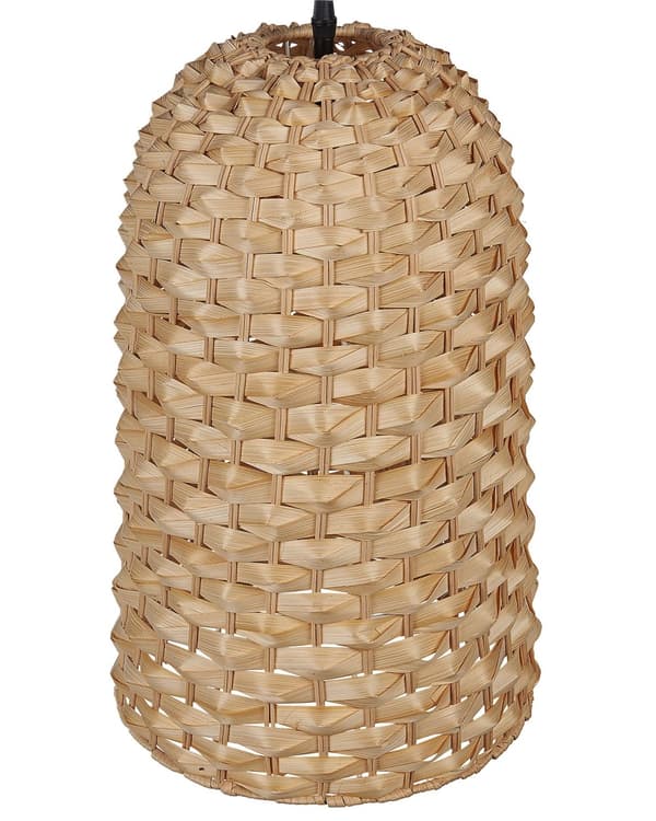 Pendellampa Ljus Trä Bambu Naturlig Handvävd Korgskärm Taklampa Boho-stil