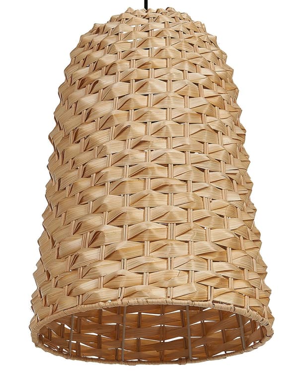 Pendellampa Ljus Trä Bambu Naturlig Handvävd Korgskärm Taklampa Boho-stil