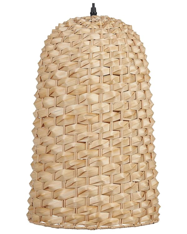 Pendellampa Ljus Trä Bambu Naturlig Handvävd Korgskärm Taklampa Boho-stil