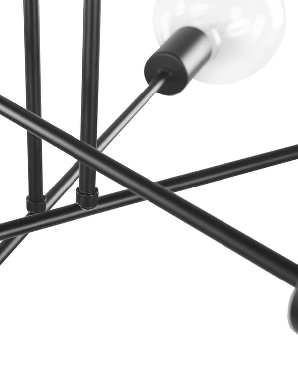 Taklampa Svart Metall 33 cm 6 Lampor Inga lampskärmar Vardagsrum Sovrum Industriell Modern