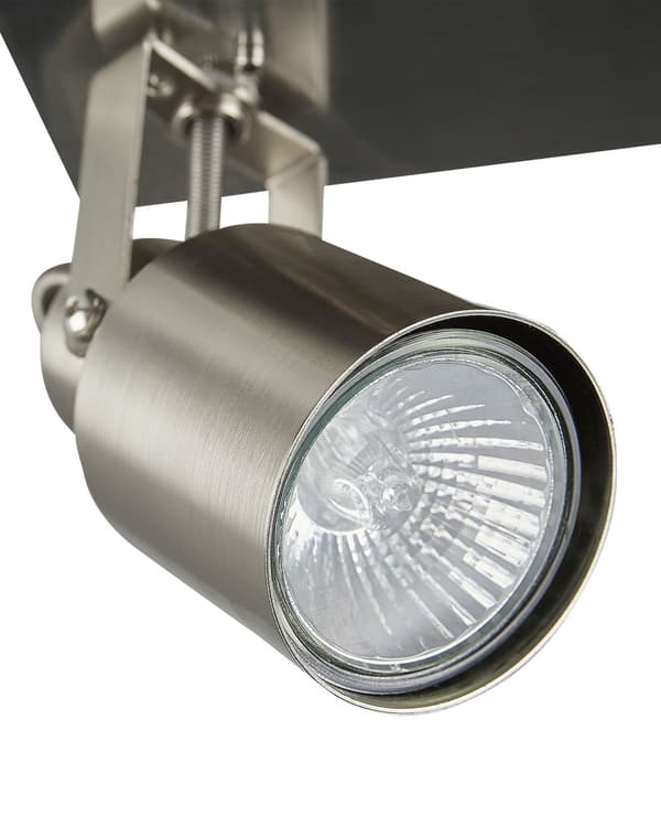 Taklampa med 4 lampor Silver Metall Svängarm Konformad skärm Spotlight Design fyrkantig skena