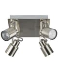 Miniatyrbild 1 av 8: Taklampa med 4 lampor Silver Metall Svängarm Konformad skärm Spotlight Design fyrkantig skena