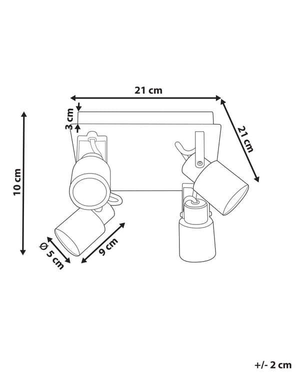 Taklampa med 4 lampor Mässing Metall Svängarm Konformad skärm Spotlight Design fyrkantig skena
