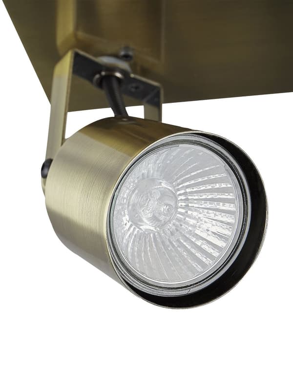 Taklampa med 4 lampor Mässing Metall Svängarm Konformad skärm Spotlight Design fyrkantig skena