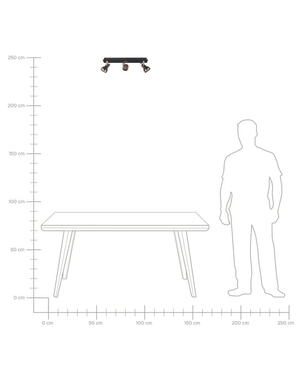Taklampa Svart och koppar Metall Svängarm Konformad skärm Spotlight Design Rektangulär
