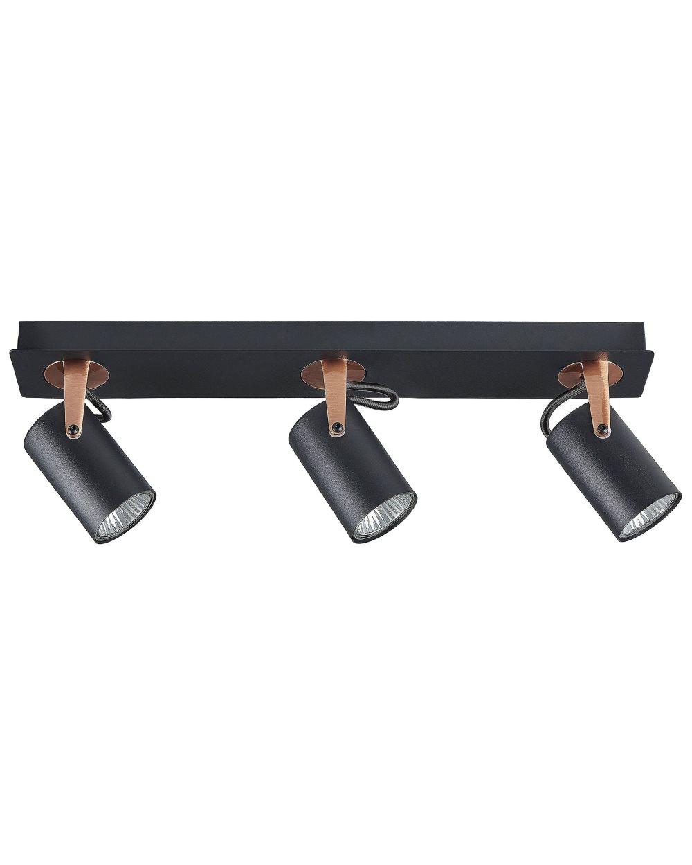 Taklampa med 3 lampor i metall Svart KLIP