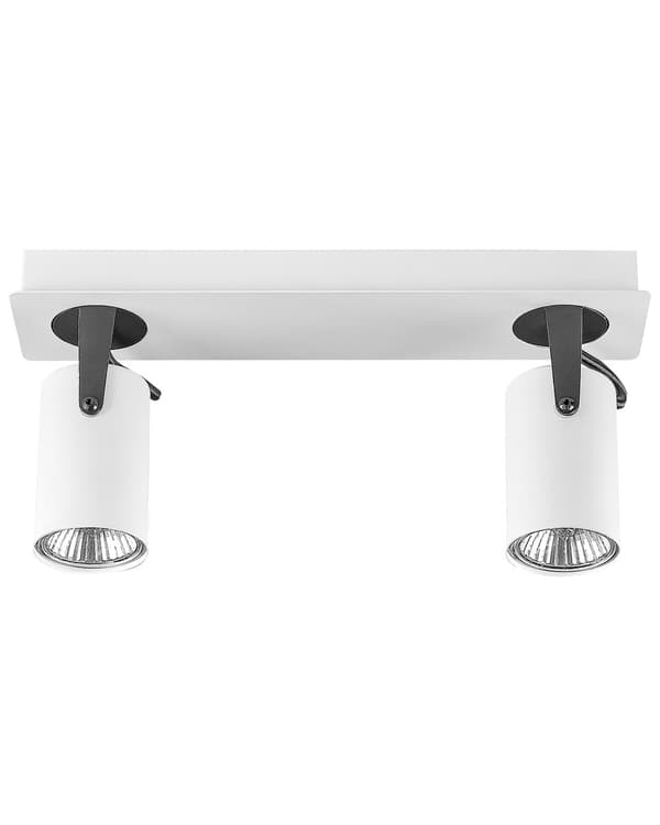 Taklampa Vit Metall 2 Ljusskärmar Justerbara Ljus Modern