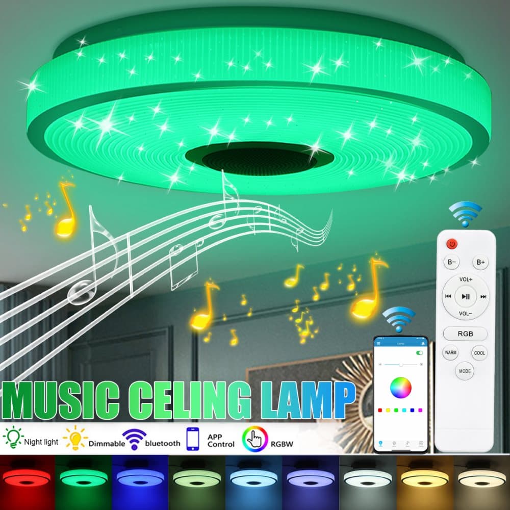500W LED-takljus Musik RGB Wifi högtalarlampa Dimbar W/smart fjärrkontroll