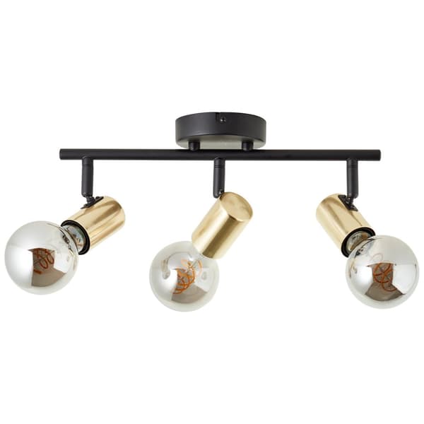 Brilliant Kerry spotlight 3-flamme sort/messing, metal, 3x A60, E27, 40 W