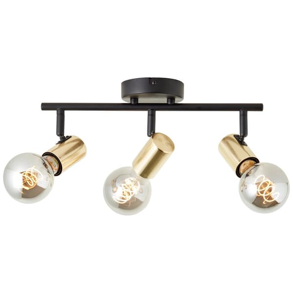 Brilliant Kerry spotlight 3-flamme sort/messing, metal, 3x A60, E27, 40 W