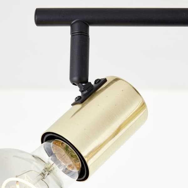Brilliant Kerry spotlight 6-flamm svart/mässing, metall, 6x A60, E27, 40 W