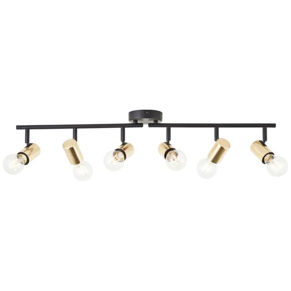 Brilliant Kerry spotlight 6-flamm svart/mässing, metall, 6x A60, E27, 40 W