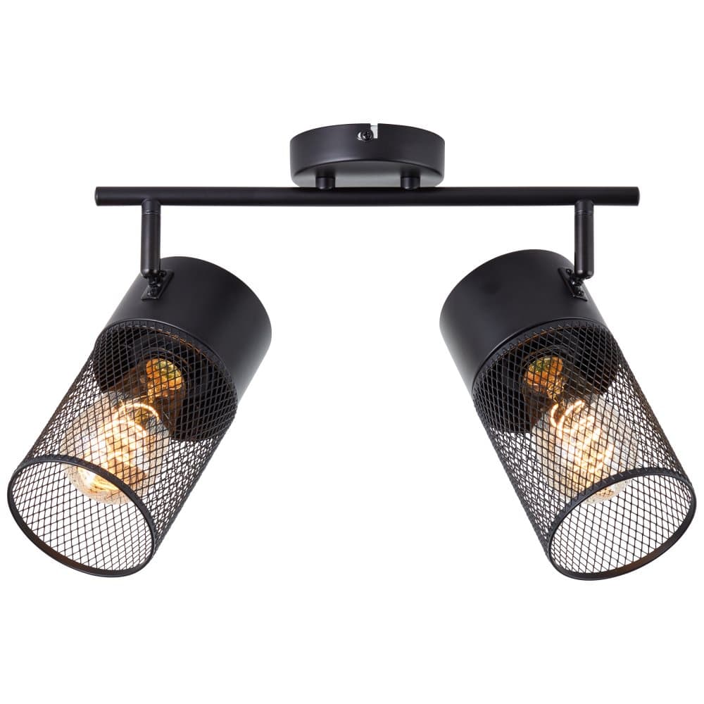 Brilliant Kamolo spotlight 2-flamm matt svart, metall, 2x A60, E27, 40 W
