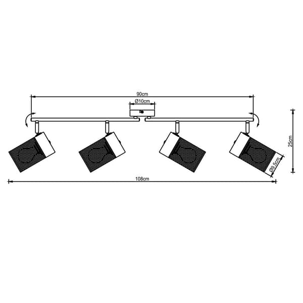 Brilliant Kamolo spotlight 4-lågor mattsvart, metall, 4x A60, E27, 40 W