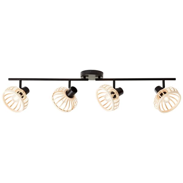 Brilliant Norah spotlight 4-flammer. lyst træ/sort, metal/bambus, 4x D45, E14, 28 W