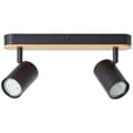 Miniatyrbild 4 av 7: Brilliant Niels spot bar 2-flames matt svart/natur, metall/bambu, 2x LED, GU10, 10 W